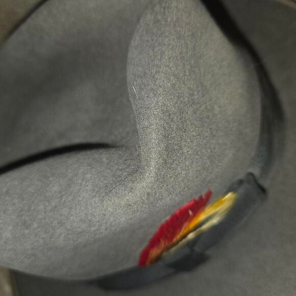 Bally Women\'s Grey and Red Hat fedora retro festival size 7 vintage classy
